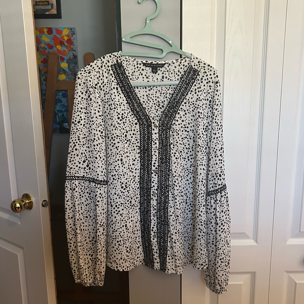 Zac & Rachel Black and White Patterned Blouse